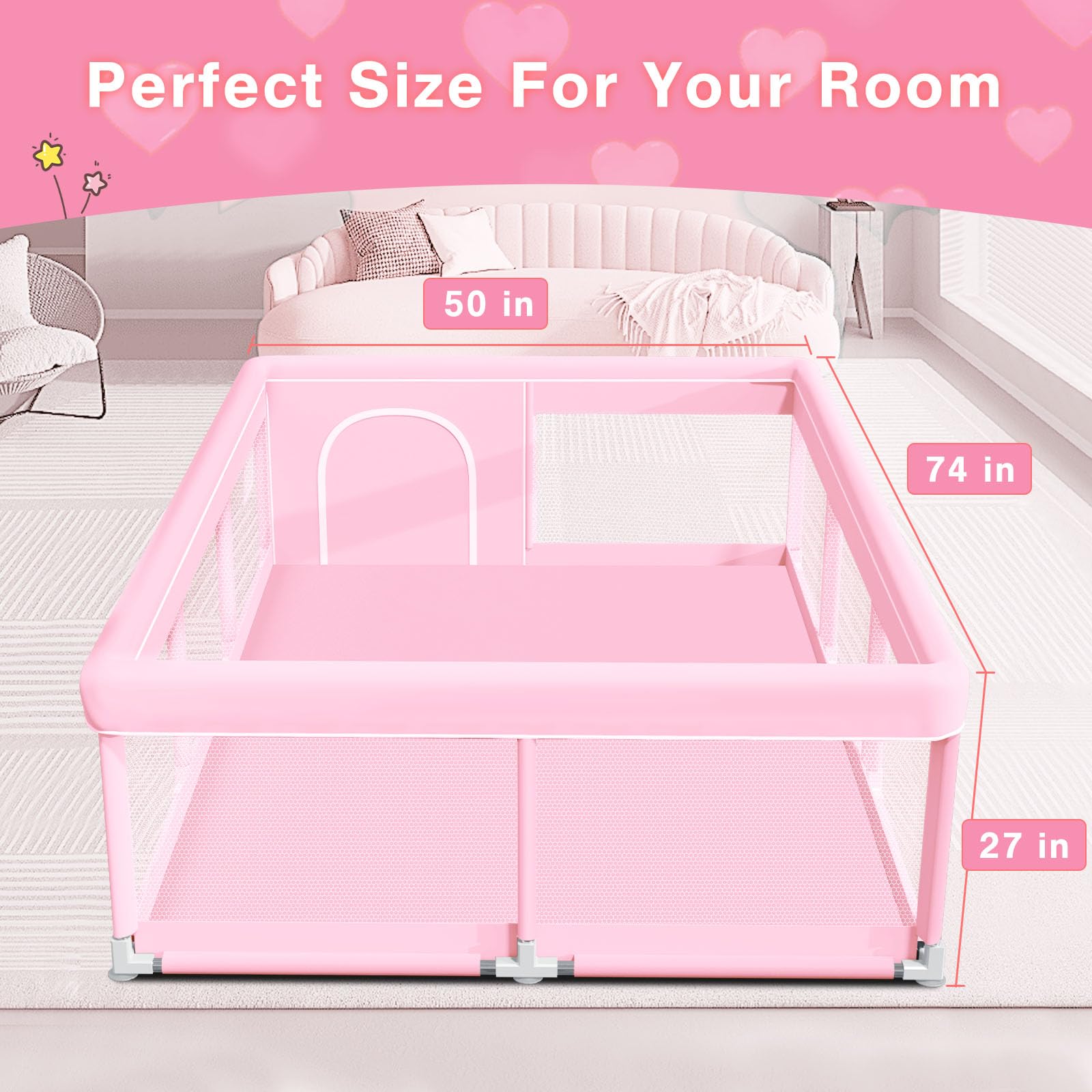 Jaobeem pink baby playpen indoor-outdoor versatility supports flexible play spaces.