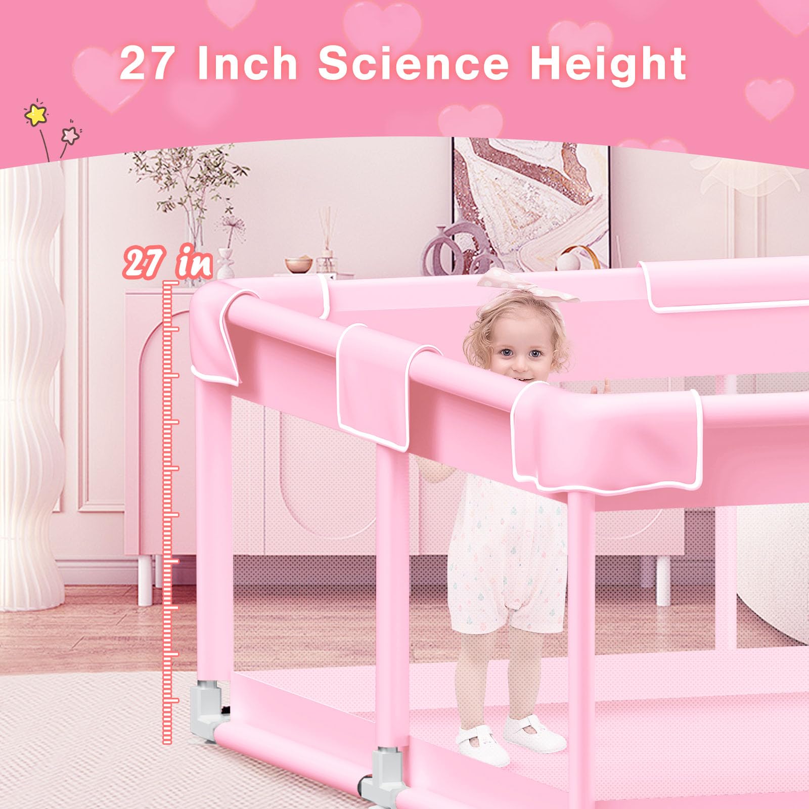 Jaobeem pink playpen for indoor-outdoor use supports versatile play.