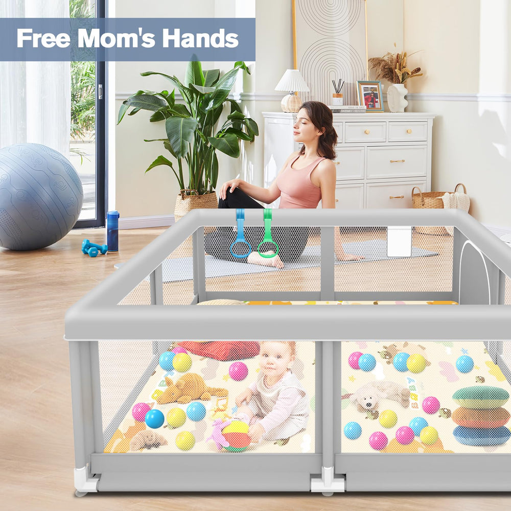 Jaobeem playmat foldable attaches to floor for slip-free crawling sessions
