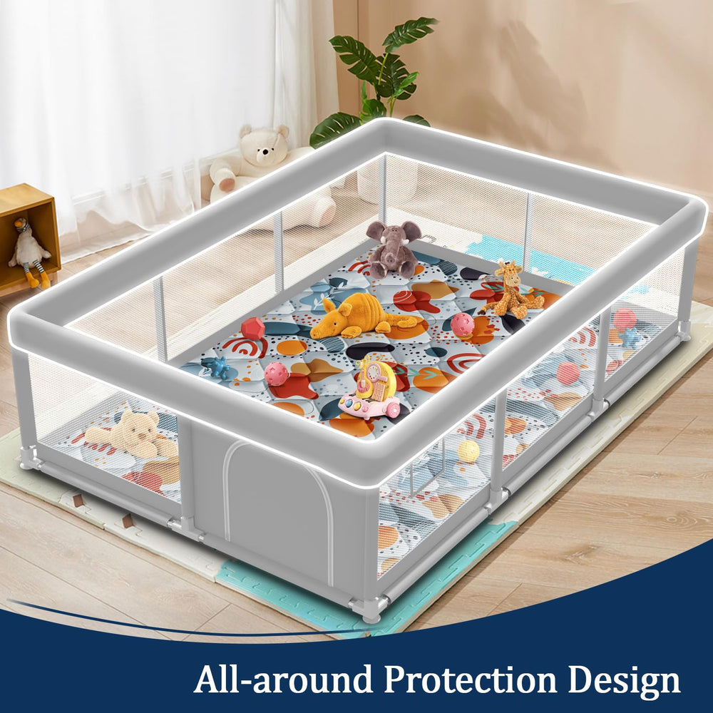 Jaobeem playpen with animals mat pattern inspires curious babies during play