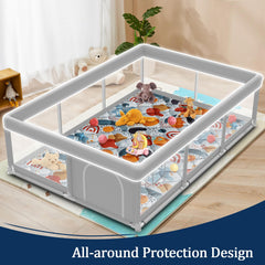 Jaobeem playpen with animals mat pattern inspires curious babies during play