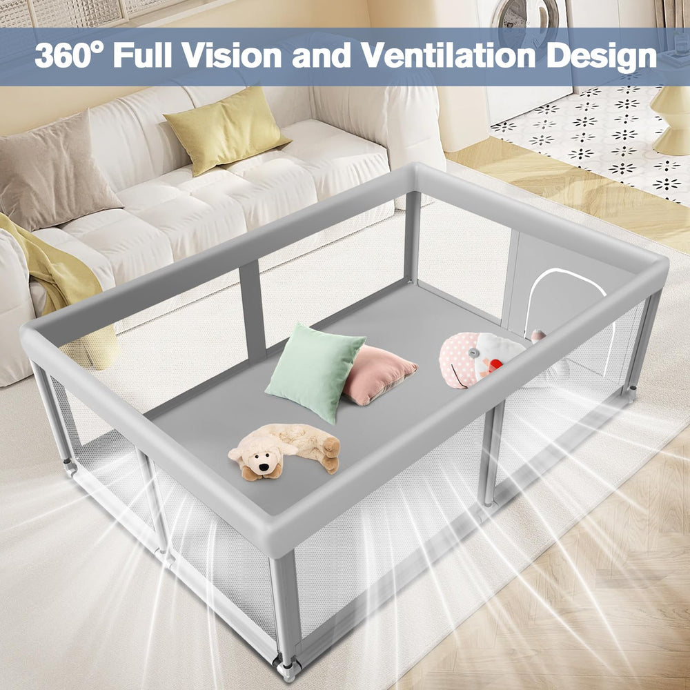 Jaobeem playpen cleaning image shows wipe-clean fabric for quick maintenance.