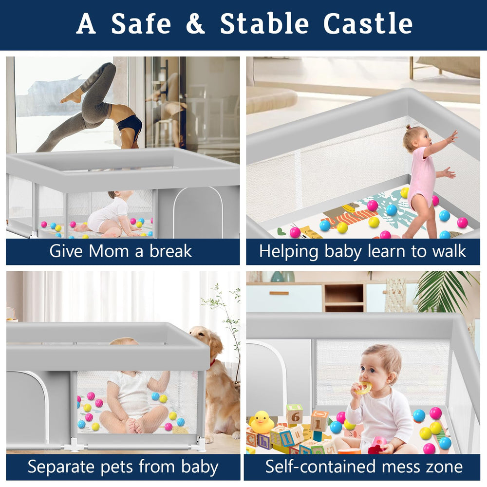 Jaobeem playpen measures 50x50 inches for spacious play