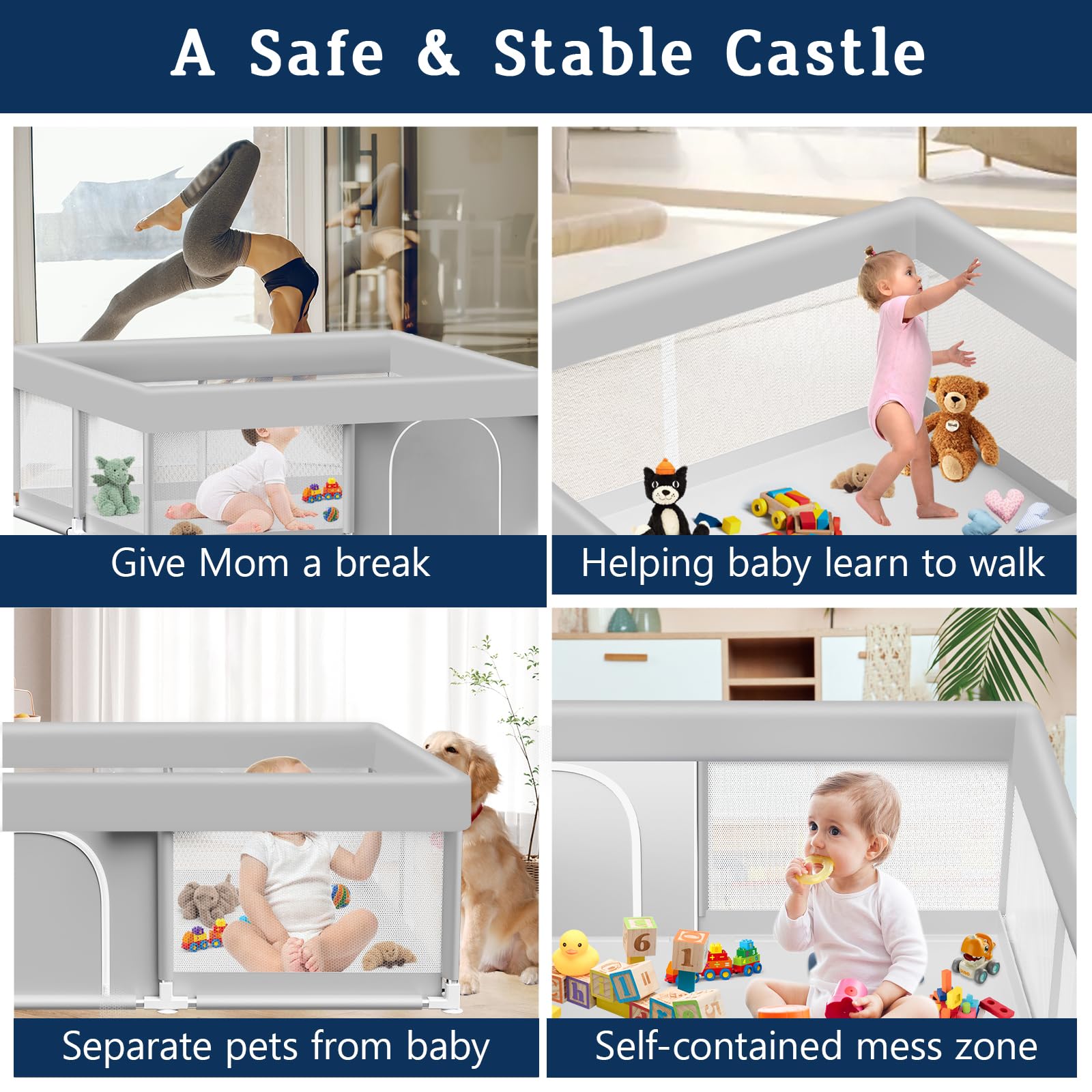 Jaobeem playpen easy assembly in minutes without tools