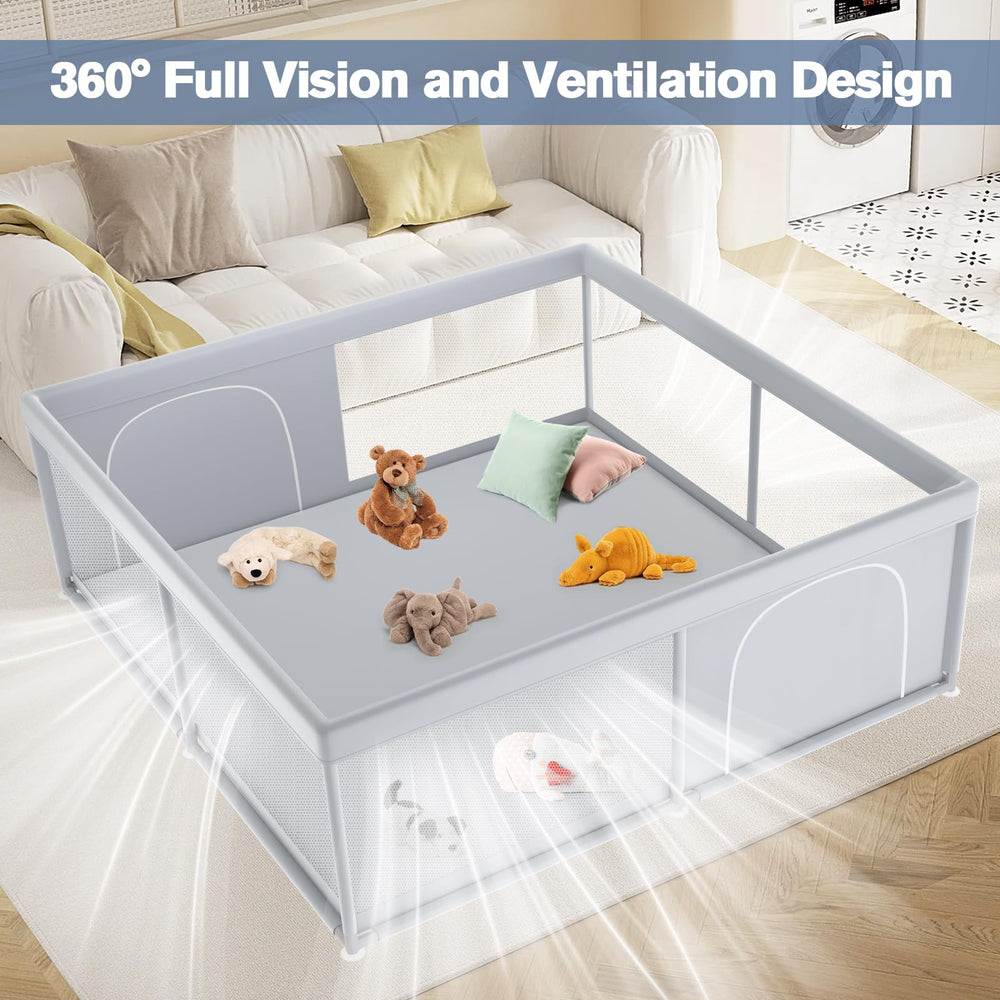 Jaobeem playpen safety material highlights non-toxic fabric for gentle skin.