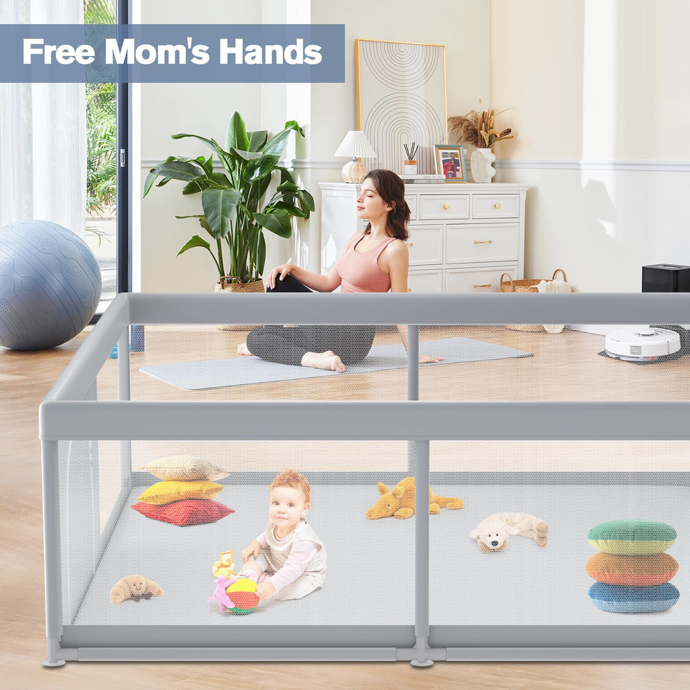 Jaobeem playpen two zipper doors enabling easy access and supervision.