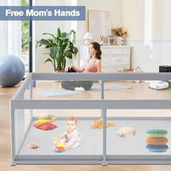 Jaobeem playpen two zipper doors enabling easy access and supervision.