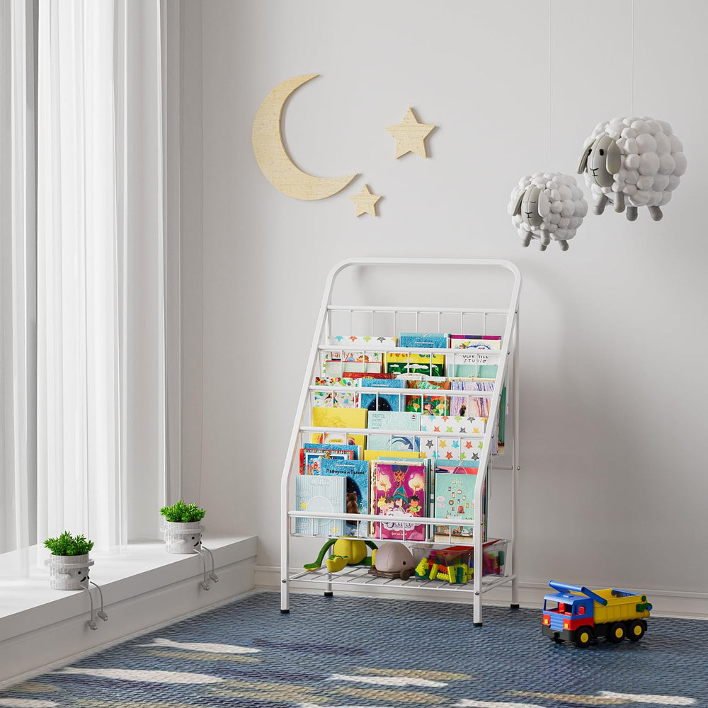 JAQ Kids Bookshelf with toy storage helps keep playroom neat