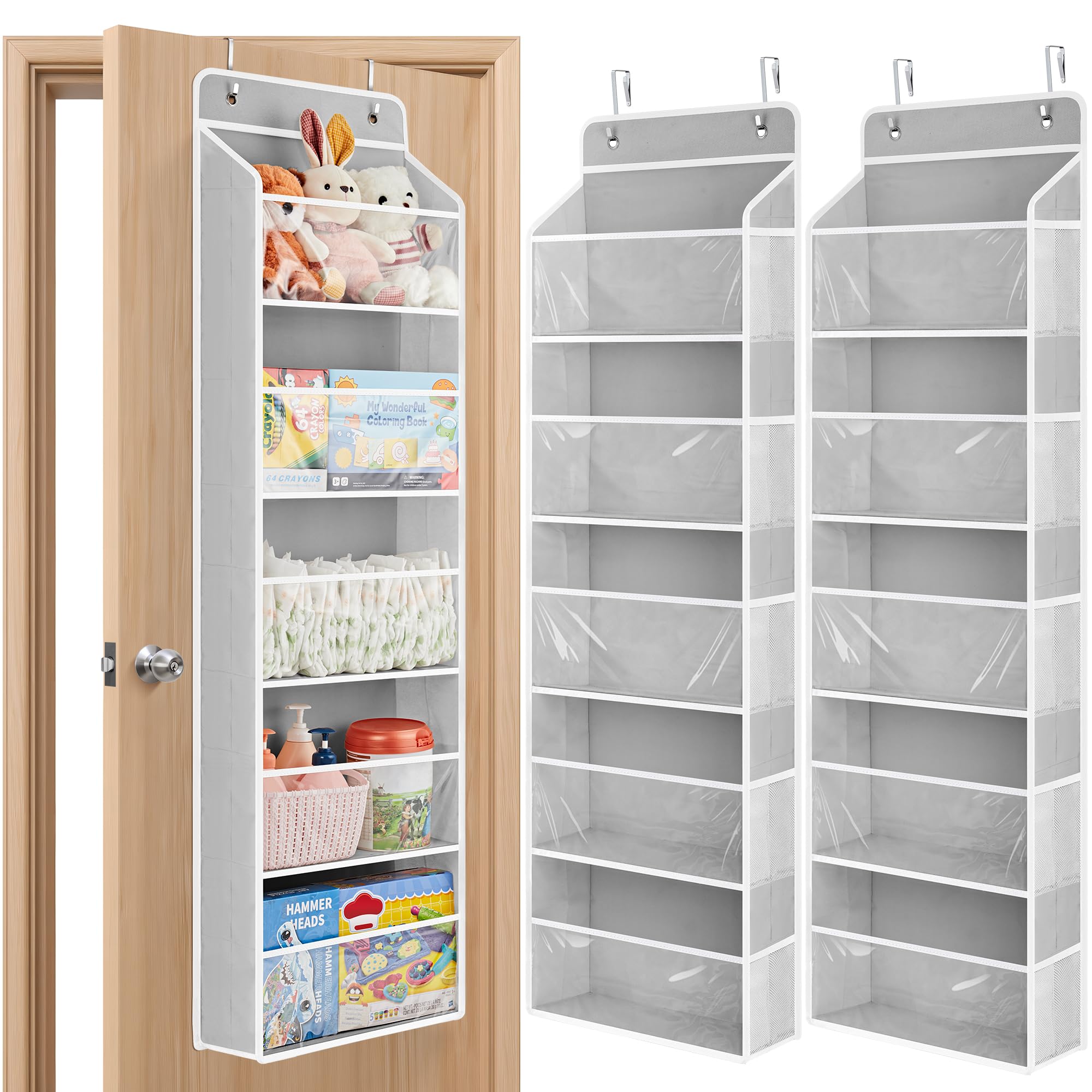Jarlink toy storage over-door setup shows easy hanging and organized space.