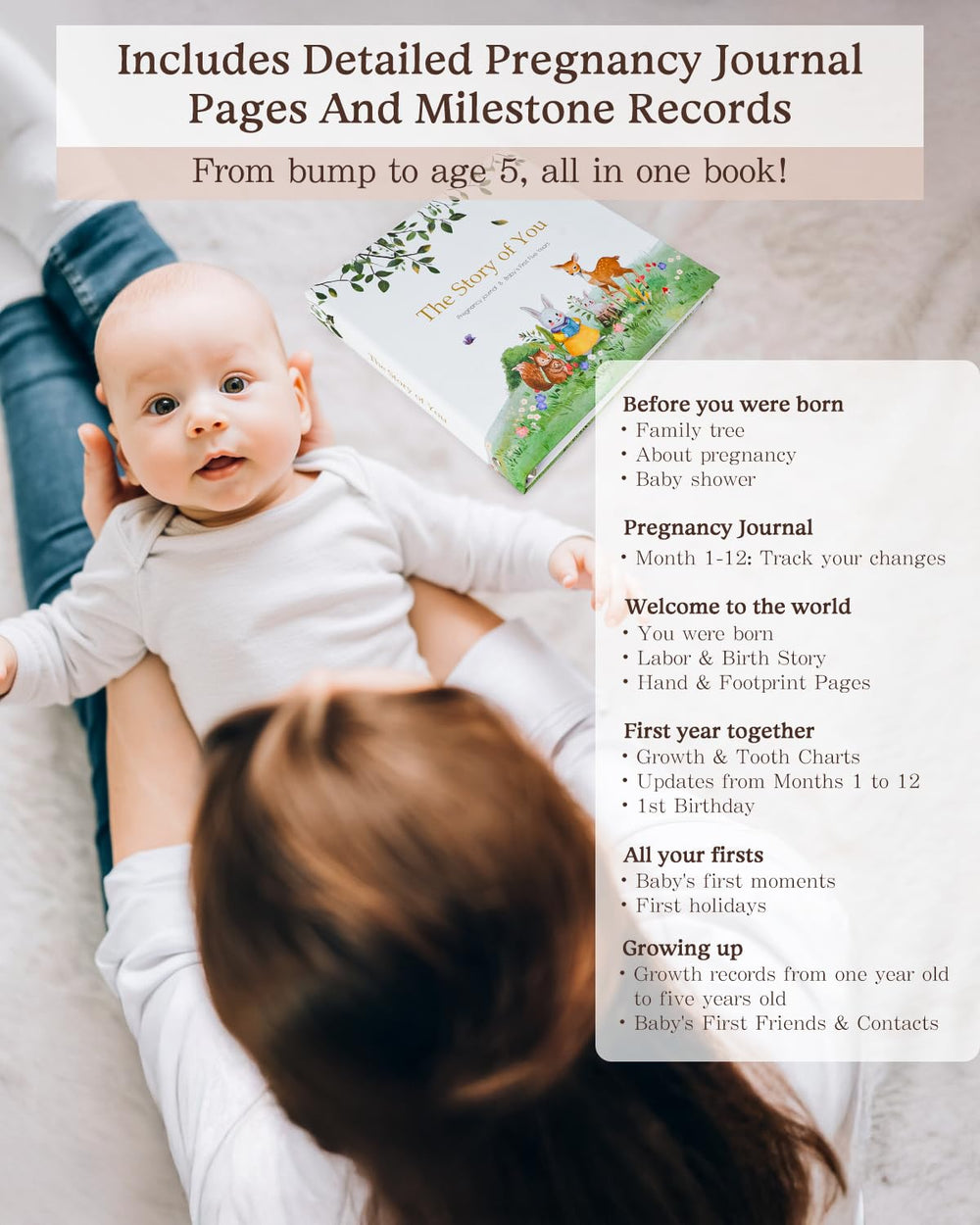 JARMAPOZ baby memory book kit features a non-toxic ink pad and acid-free tape.