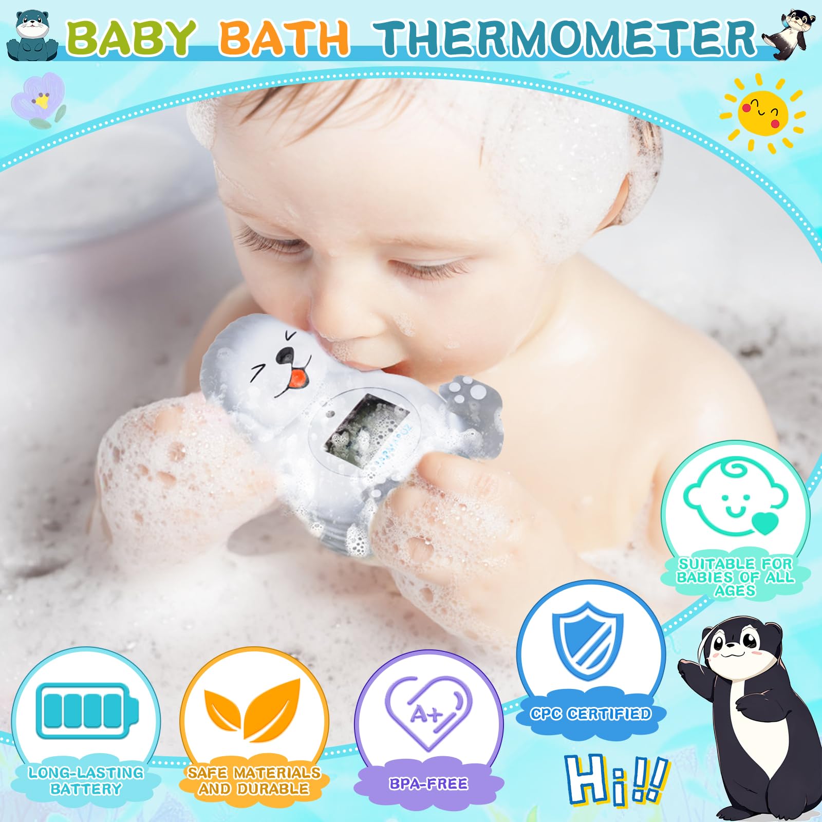 JARMAPOZE bath thermometer display switches between Fahrenheit and Celsius.