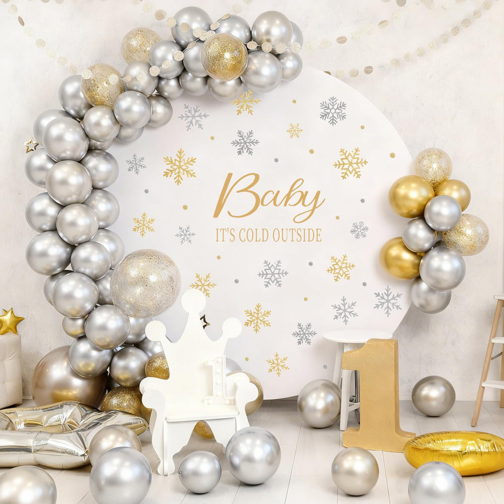 JarThenaAMCS arch backdrop creates photogenic spaces for baby milestones.