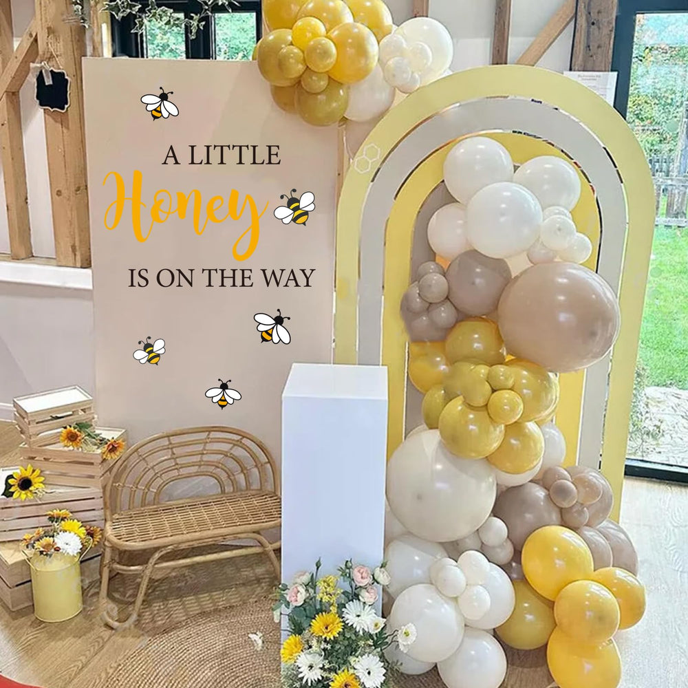 JarThenaAMCS bee party decal creates reusable background for photoshoots and celebrations.