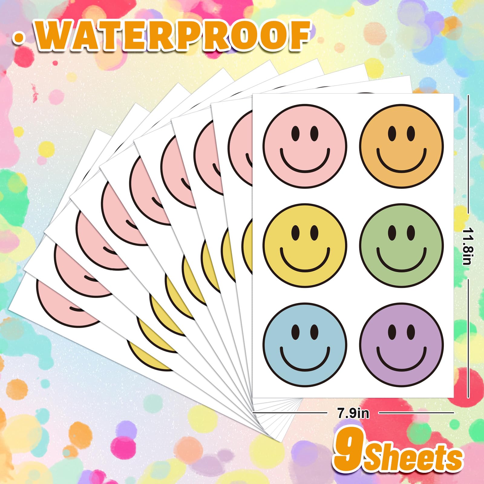 JarThenaAMCS colorful smile decals decorate a classroom wall for bright learning space