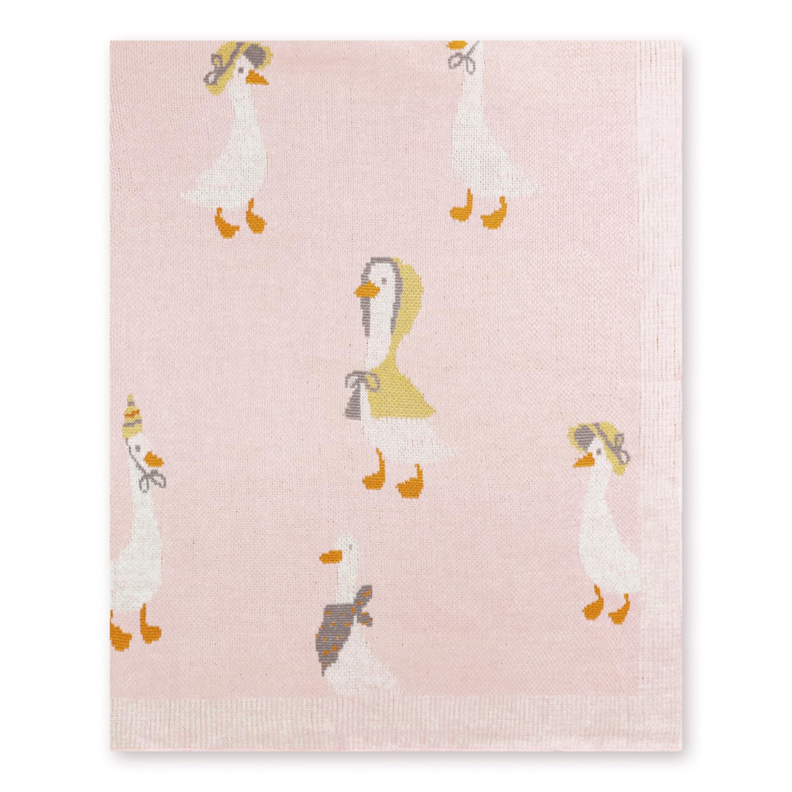 JarThenaAMCS One Silly Goose blanket pink front view cozy cotton for swaddling and everyday cozy moments.