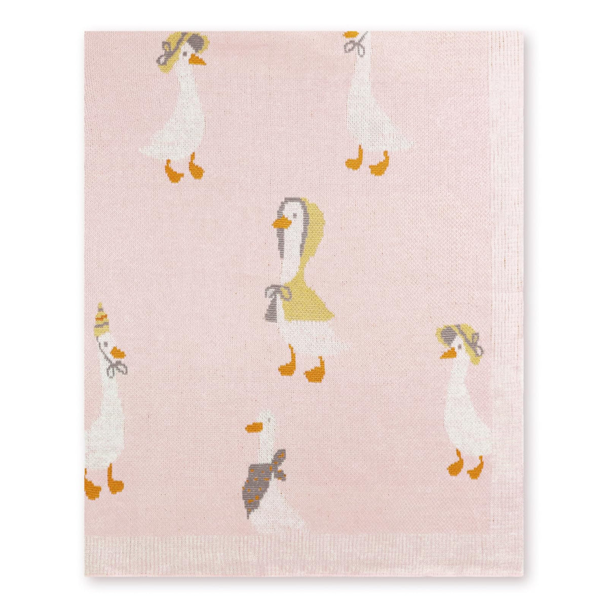 JarThenaAMCS One Silly Goose blanket pink front view cozy cotton for swaddling and everyday cozy moments.
