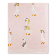 JarThenaAMCS One Silly Goose blanket pink front view cozy cotton for swaddling and everyday cozy moments.
