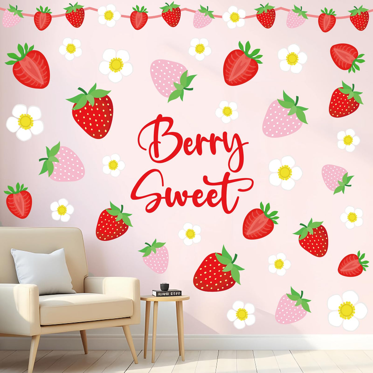 JarThenaAMCS strawberry-daisy wallstickers collection for playful bedroom decor