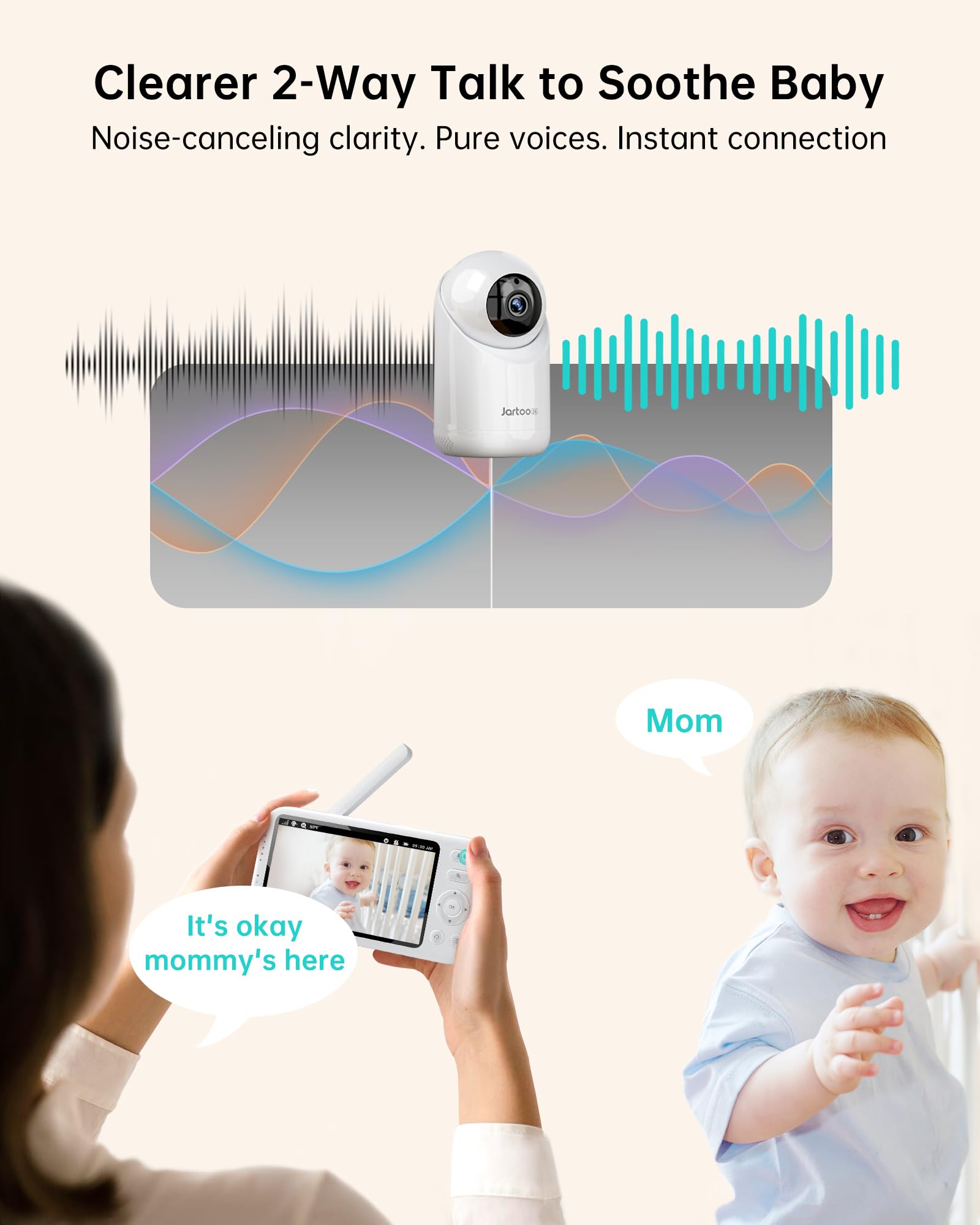 Jartoo 6000mAh battery life powering longer nursery sessions.