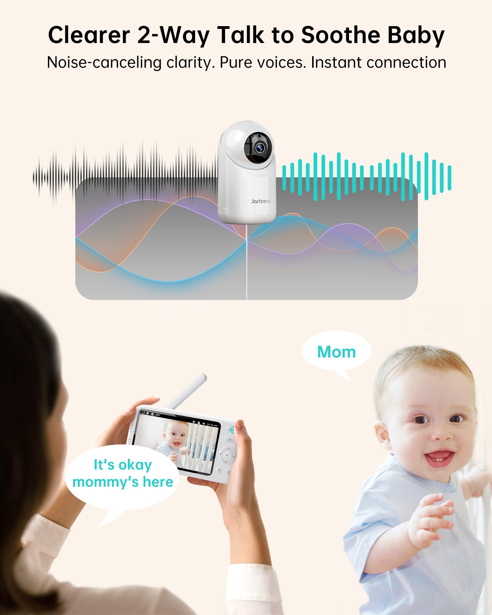Jartoo 6000mAh battery supports long hours of wireless monitoring.