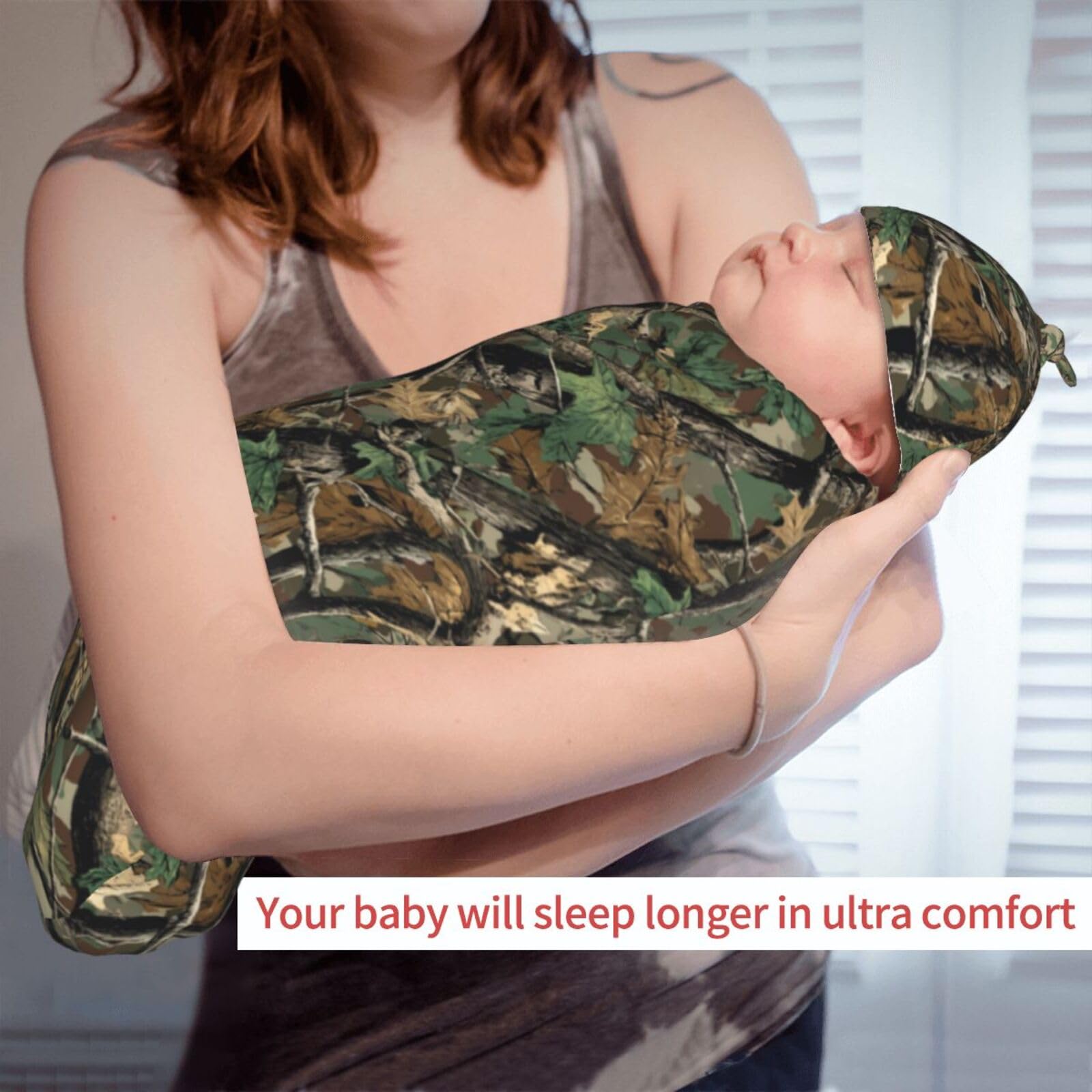 Jarverce camo swaddle blanket 11-4x20-8 inches fits 0-6m