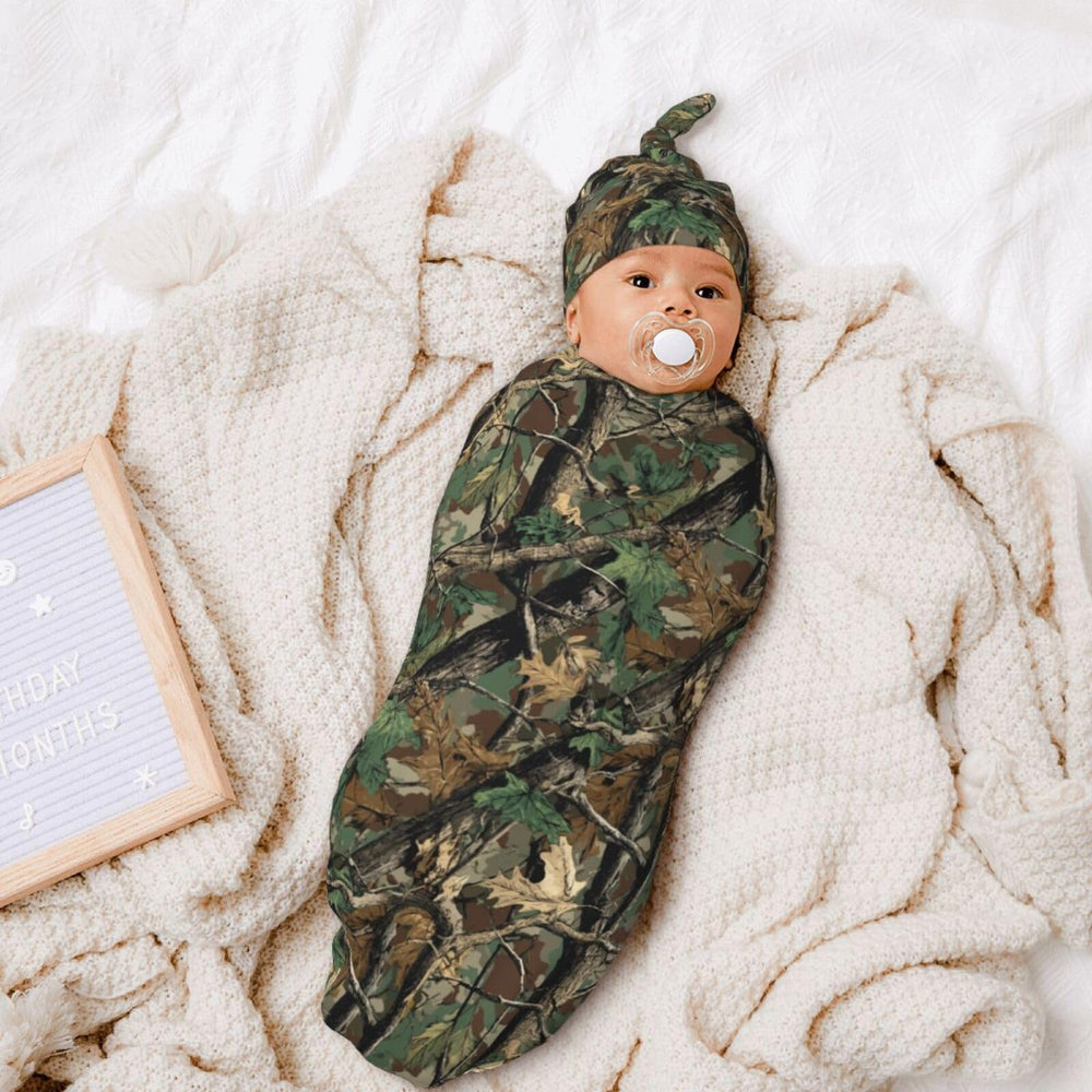 Jarverce camo swaddle hat-set pairs for coordinated newborn outfits