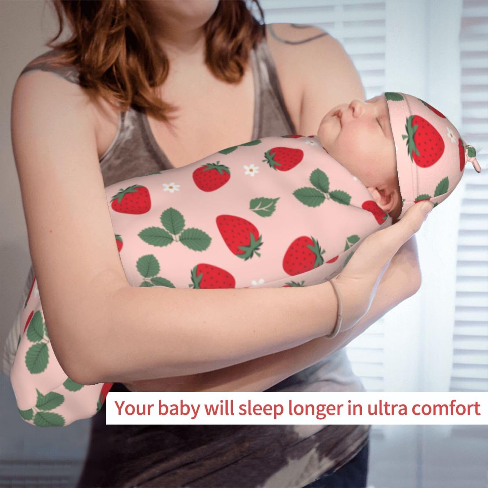 Jarverce Strawberry Swaddle Blanket for baby photography prop aids adorable sessions