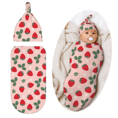 Jarverce Strawberry Swaddle Blanket packshot shows soft fabric and gentle baby comfort