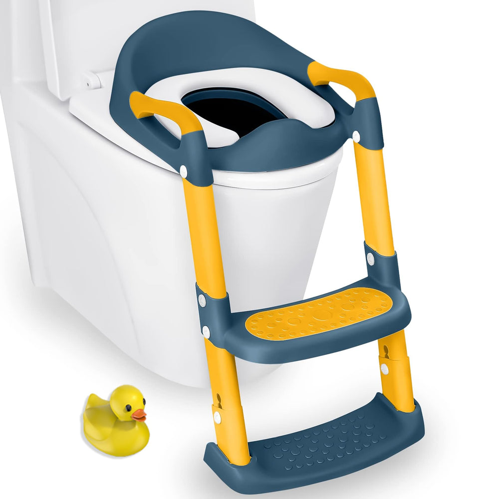 JASSONE potty training seat blue—front view highlighting adjustable height for different toilet sizes.