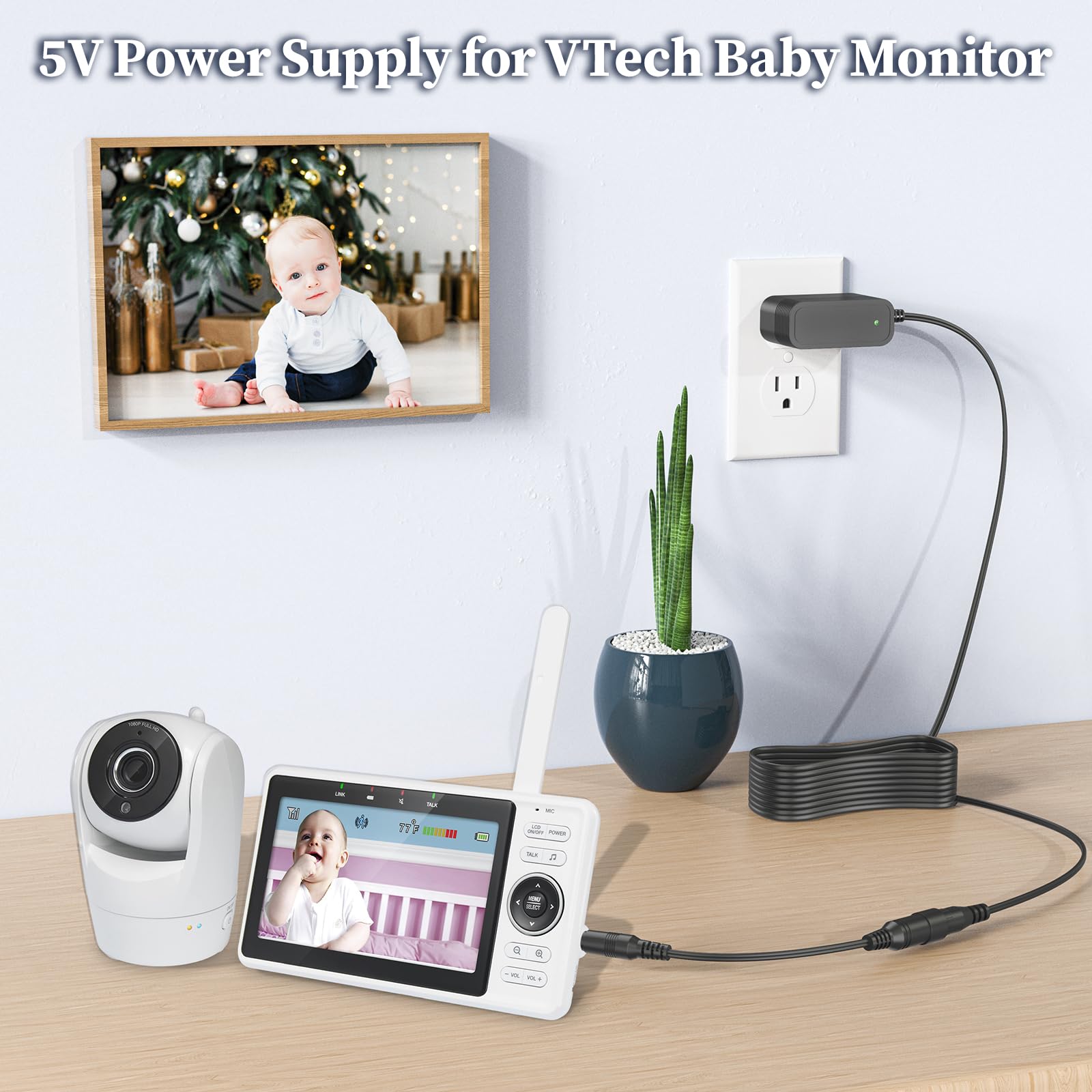 JATERSERN vtech-baby-monitor-charger-cable-length highlights a 5ft cord for flexible placement
