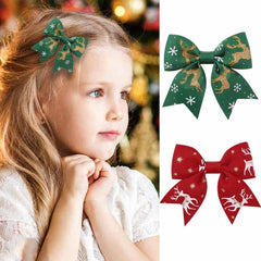 JATOMSSM Christmas hair bow clip with snowflake elk design for festive hairstyles