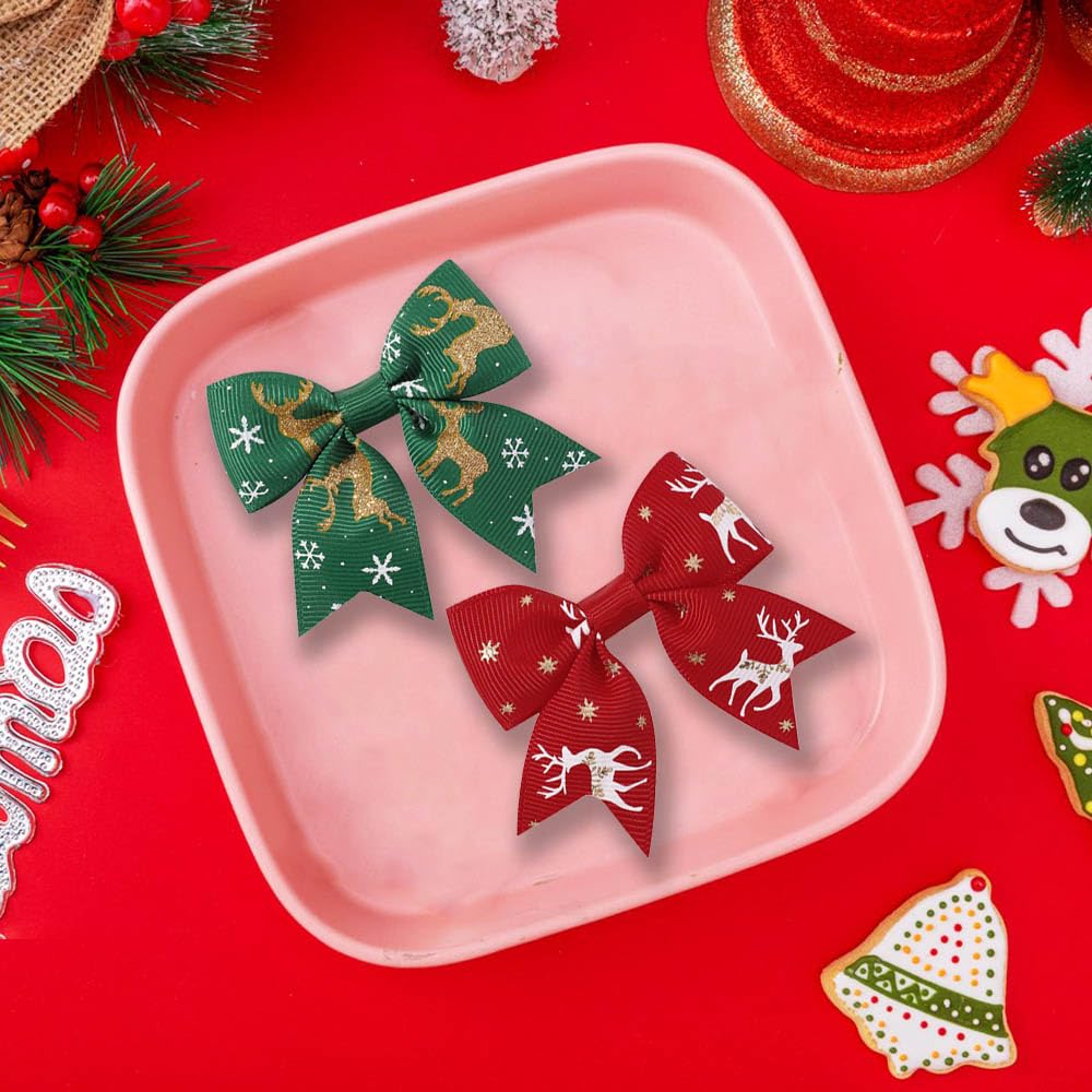 JATOMSSM cute red-green Xmas bow clip for themed birthday parties
