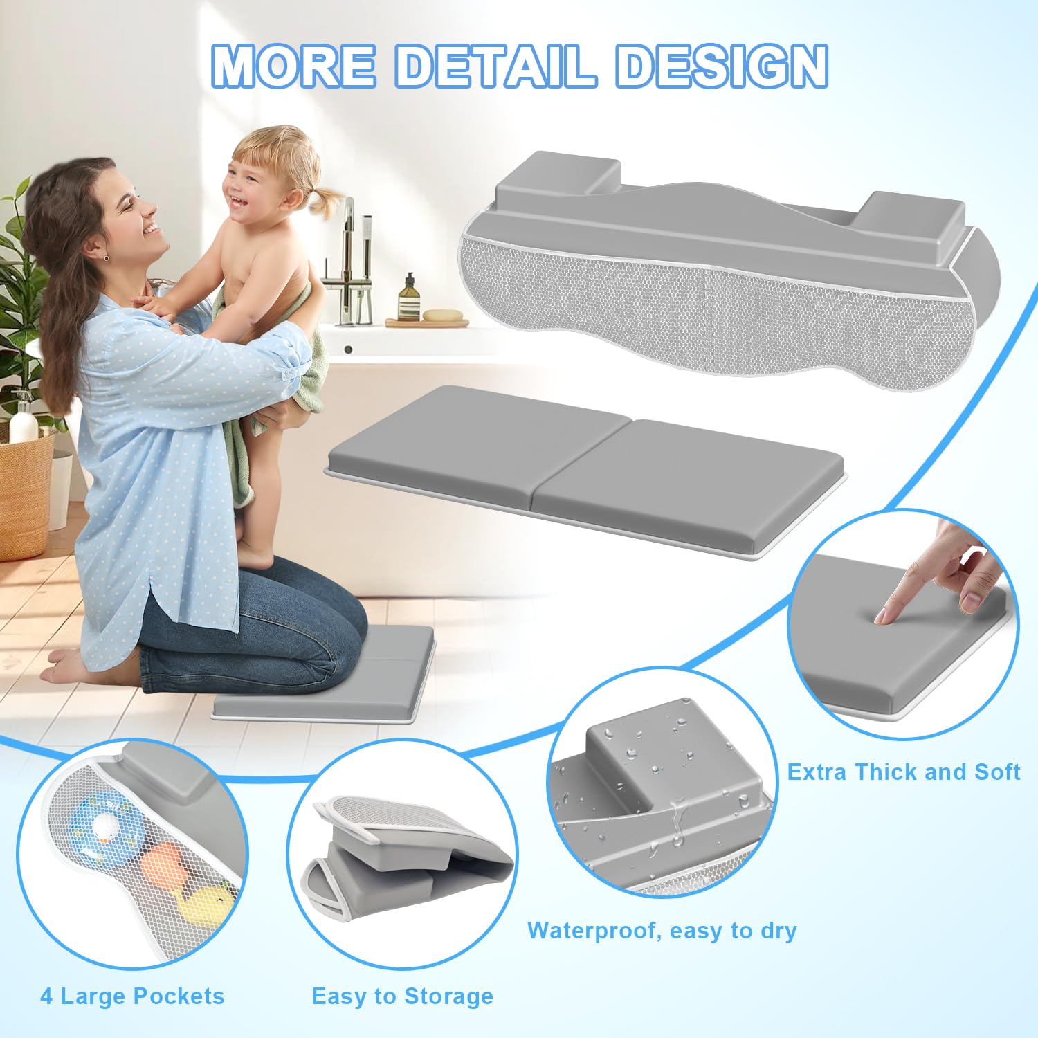 JAUPH anti-slip bottom grips tub floor for safer steadier bath sessions.