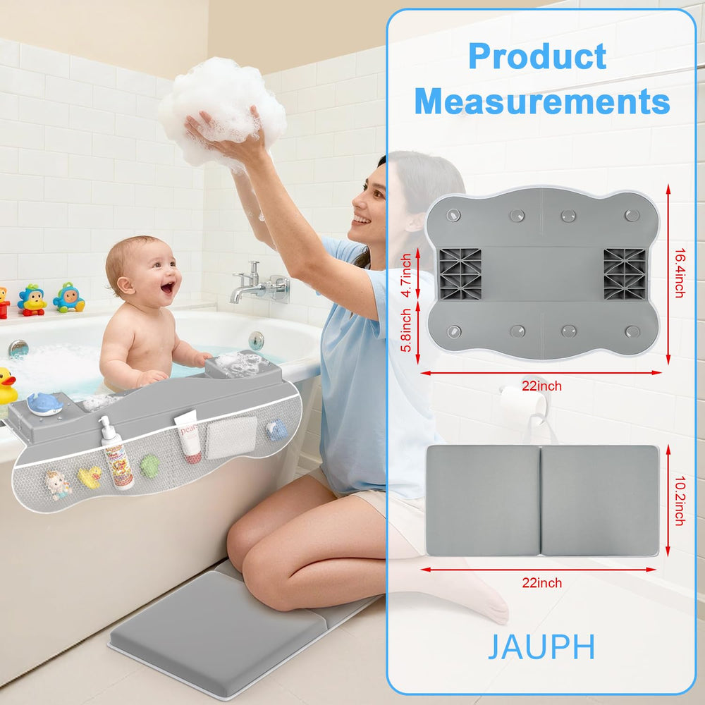 JAUPH gift-ready bath kneeler set packaging signals a thoughtful baby shower or Mother's Day gift.