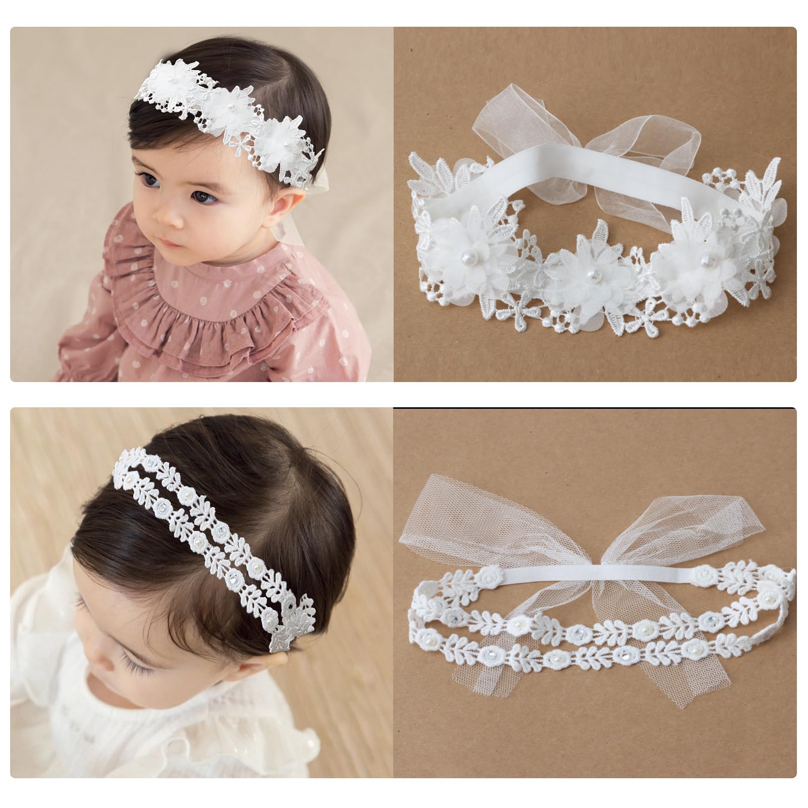 Jawfait headband detail with lace and tulle highlighting timeless elegance.