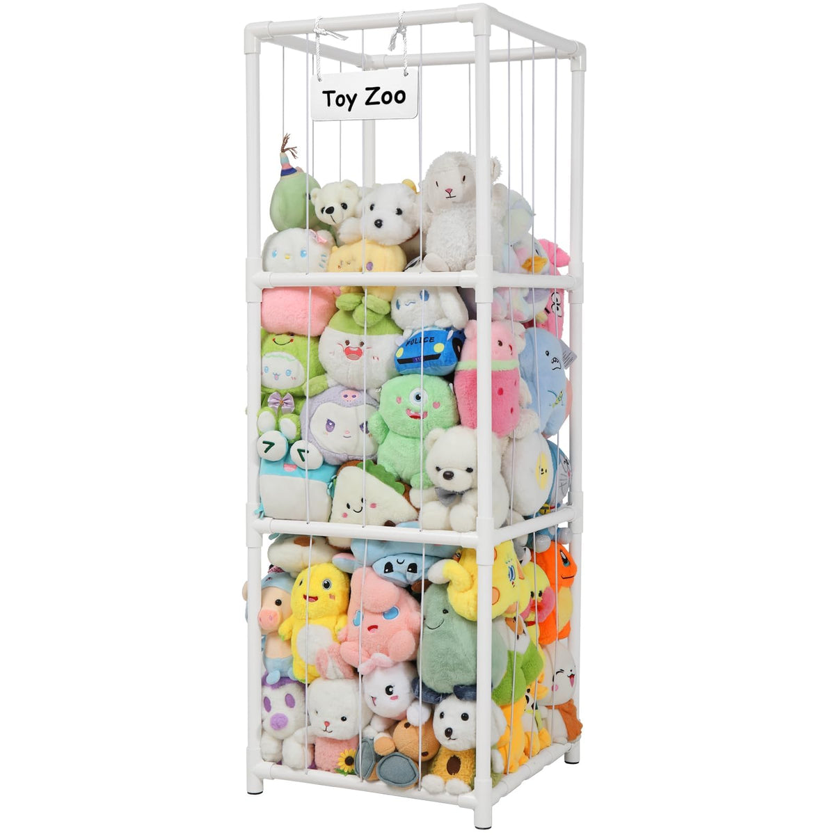 JAWNLITY Stuffed Animals Zoo Storage open entrance for easy toy access and playroom charm.