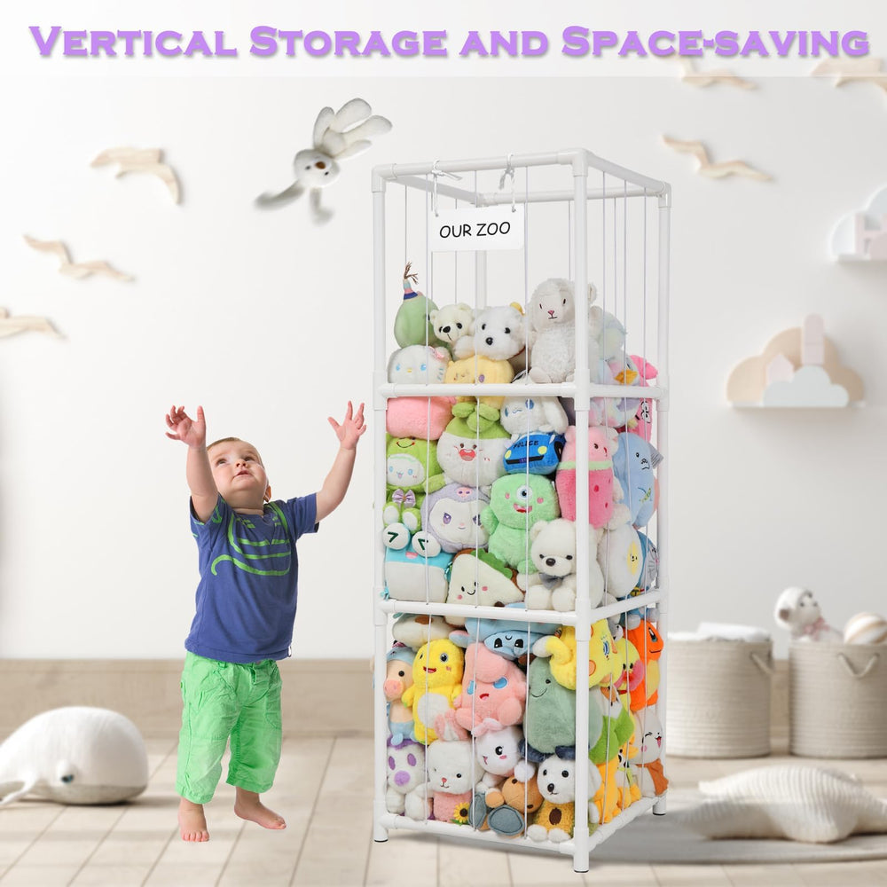 JAWNLITY Stuffed Animals Zoo Storage scratch-resistant feet protect floors and prevent sliding.