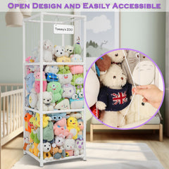 JAWNLITY Stuffed Animals Zoo Storage sturdy PVC frame ensures long-lasting toy organization.