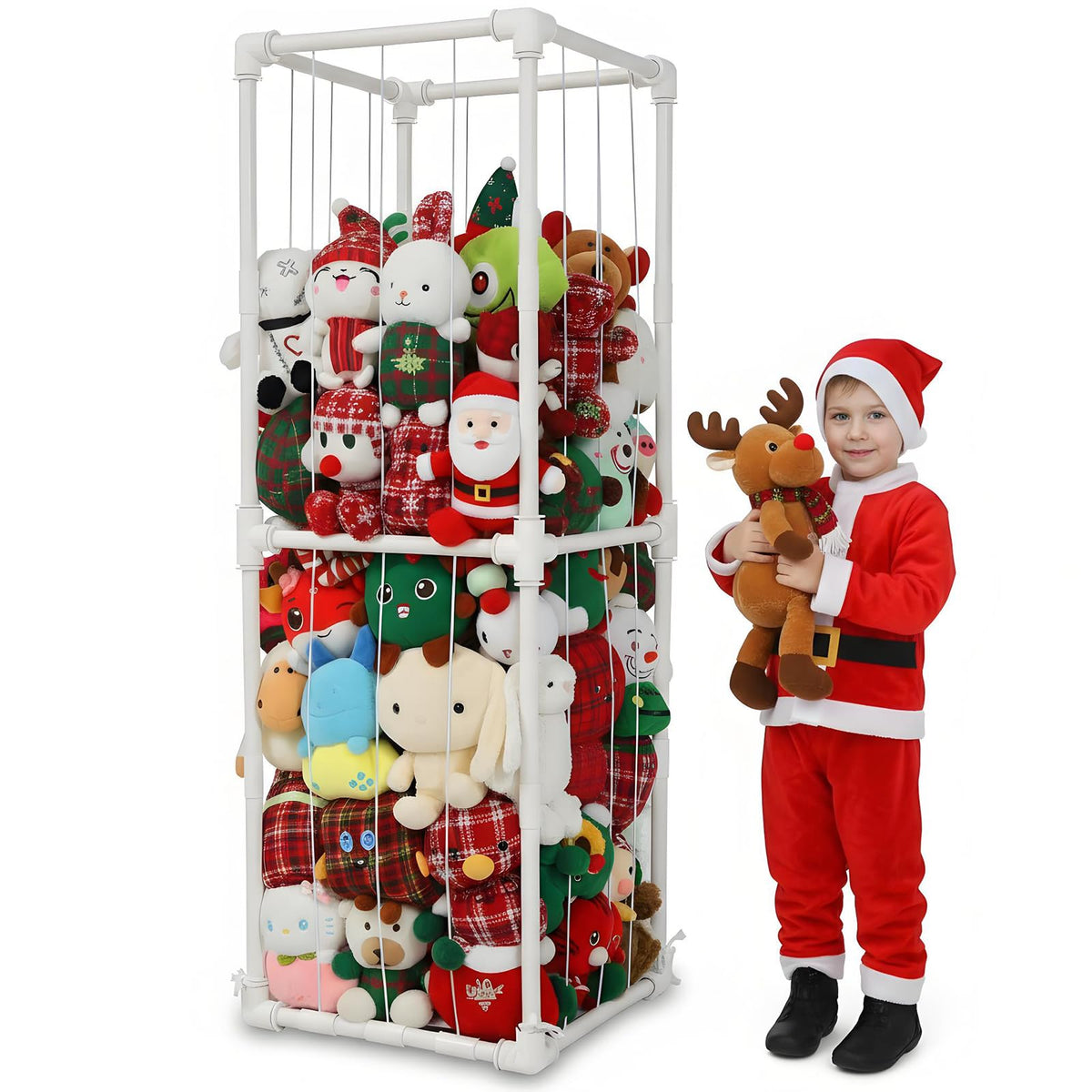 JAWNLITY stuffed animals storage zoo organizer front view for easy plush toy access.