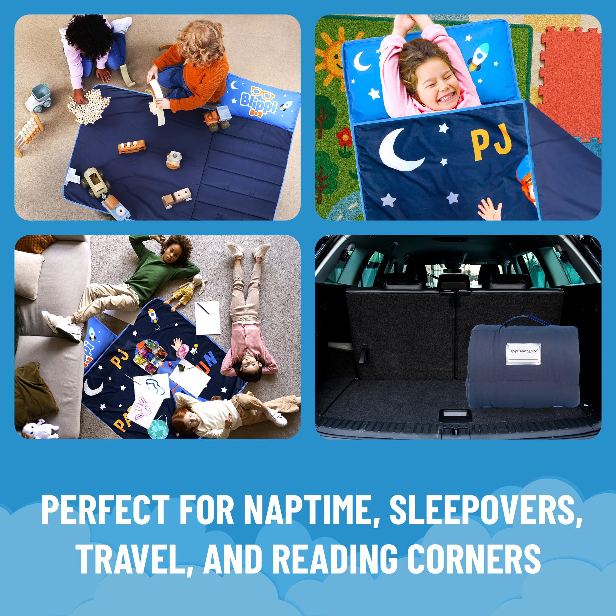 Jay Franco Blippi nap mat with blanket included for all-in-one warmth