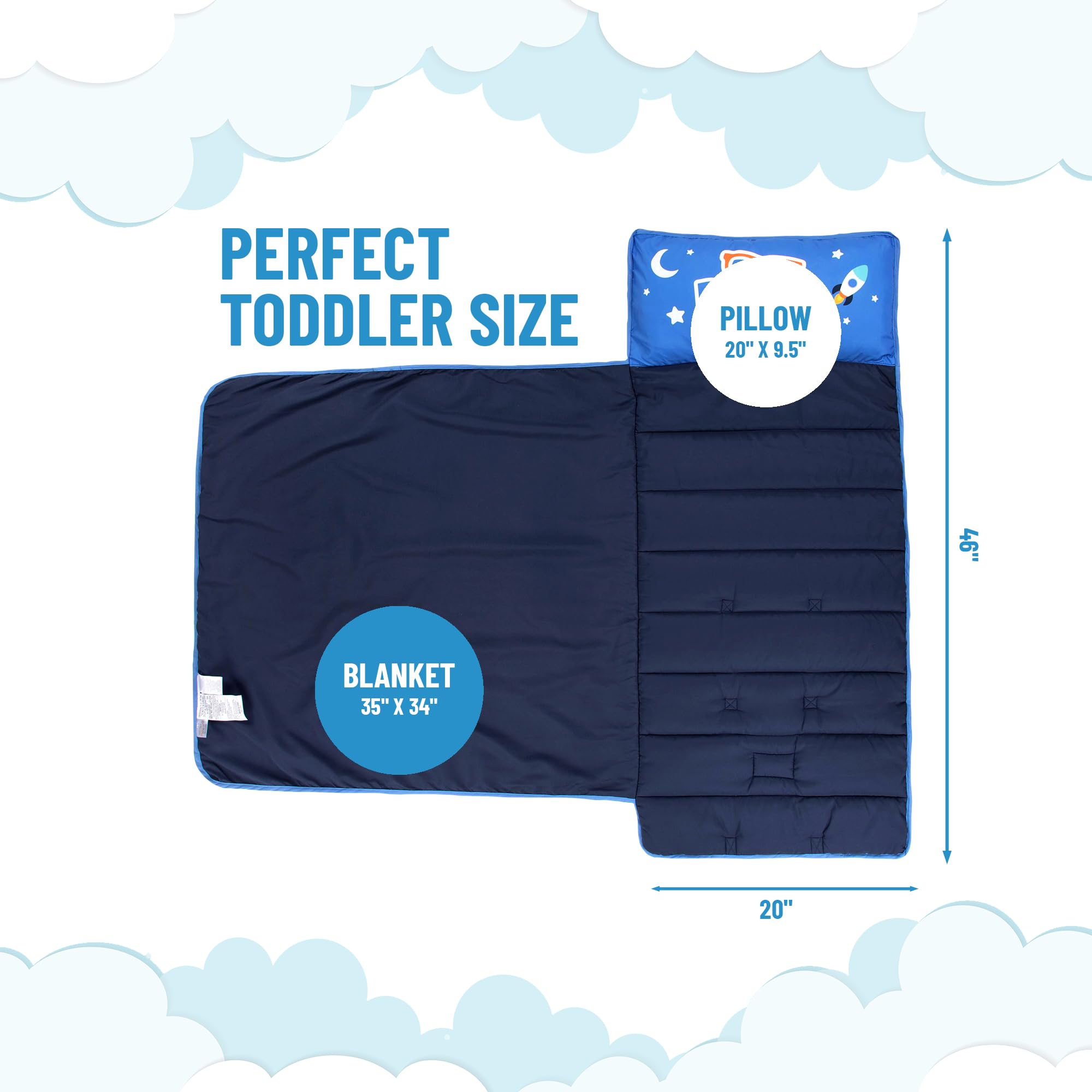 Jay Franco Blippi nap mat embedded pillow for built-in comfort