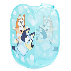 Jay Franco Bluey & Bingo pop up hamper folded for compact storage
