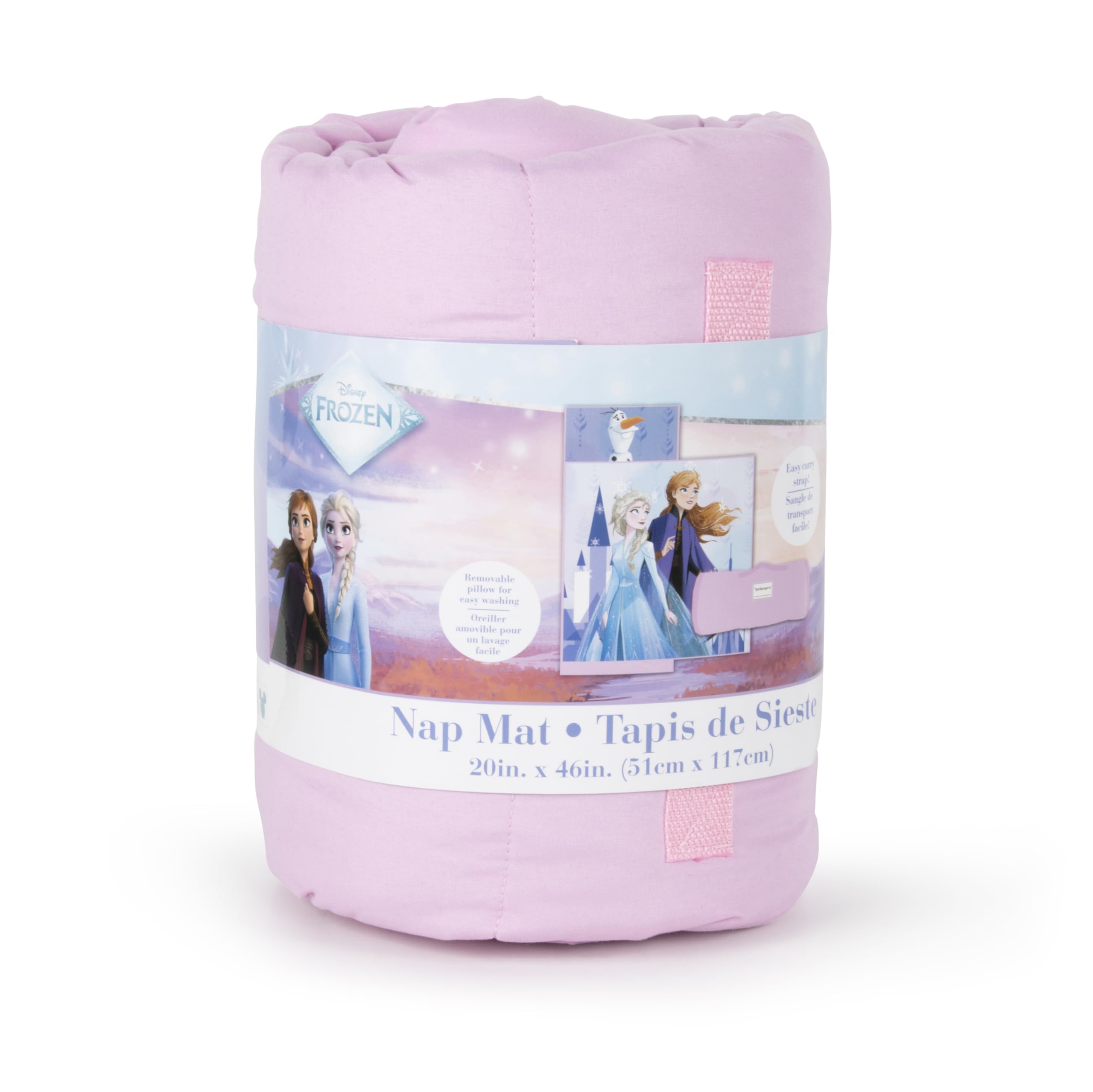 Jay Franco Frozen nap mat in-use demonstrates compact all-in-one design.
