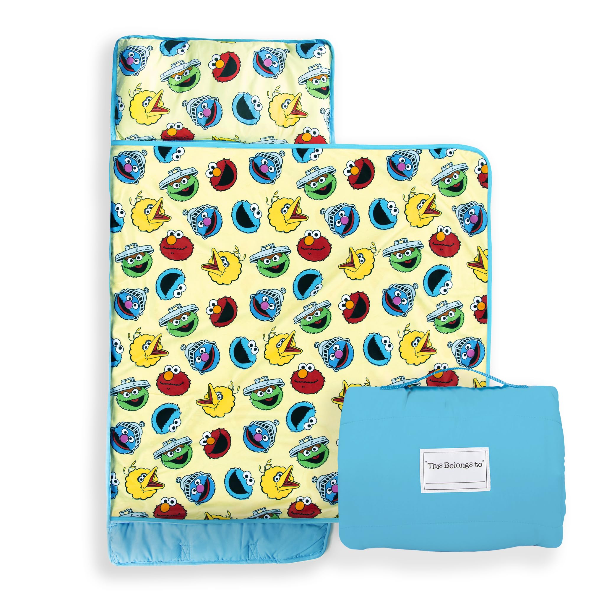 Jay Franco Sesame Street nap mat with embedded pillow offers portable comfort during naps.