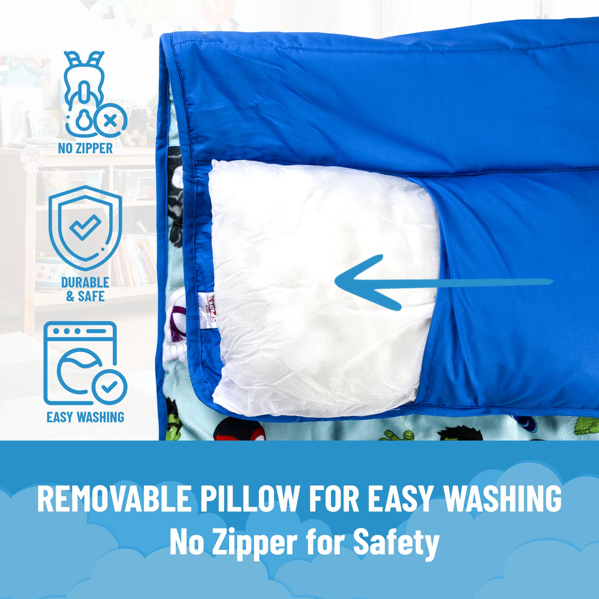 Jay Franco nap mat with carry handle for easy transport