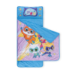 Jay Franco Super Kitties nap mat blanket detail highlights cozy layers for rest.