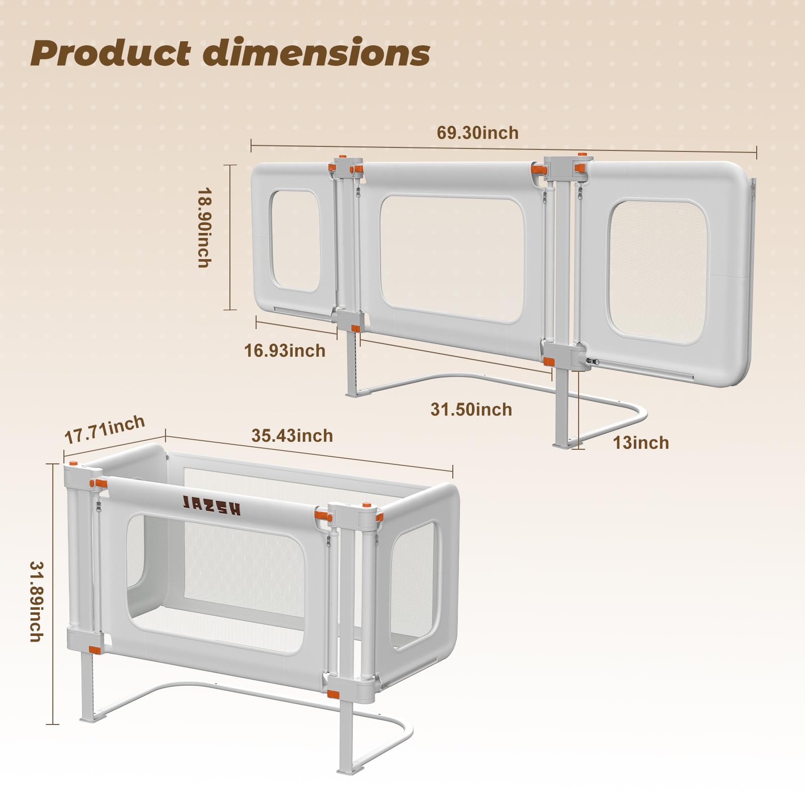 JAZSH gray bassinet offers modern style and durable sleeping space.