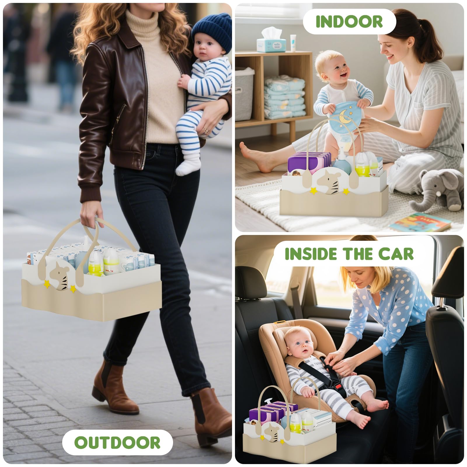 JBBTOOL diaper caddy in nursery use keeps essentials nearby.