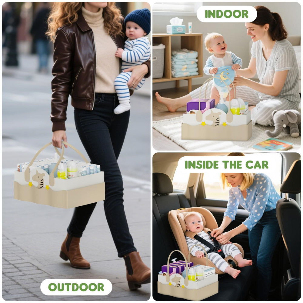 JBBTOOL diaper caddy in nursery use keeps essentials nearby.