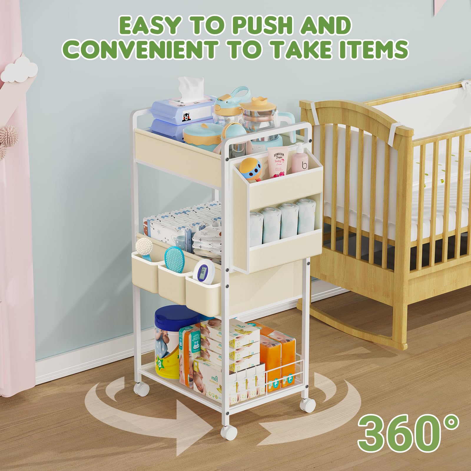 JBBTOOL top diaper caddy removable for portable changing station.